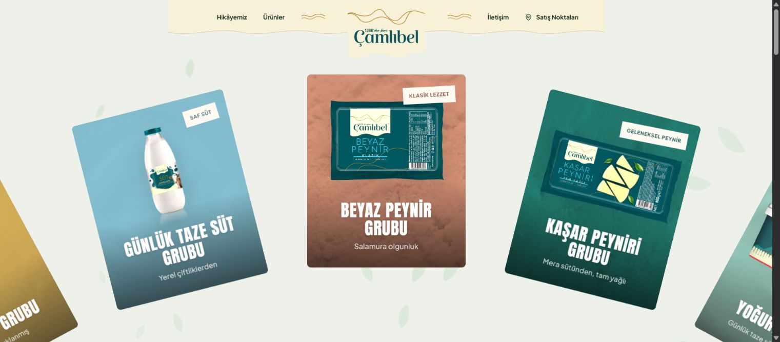 Çamlıbel Gıda web sitesi